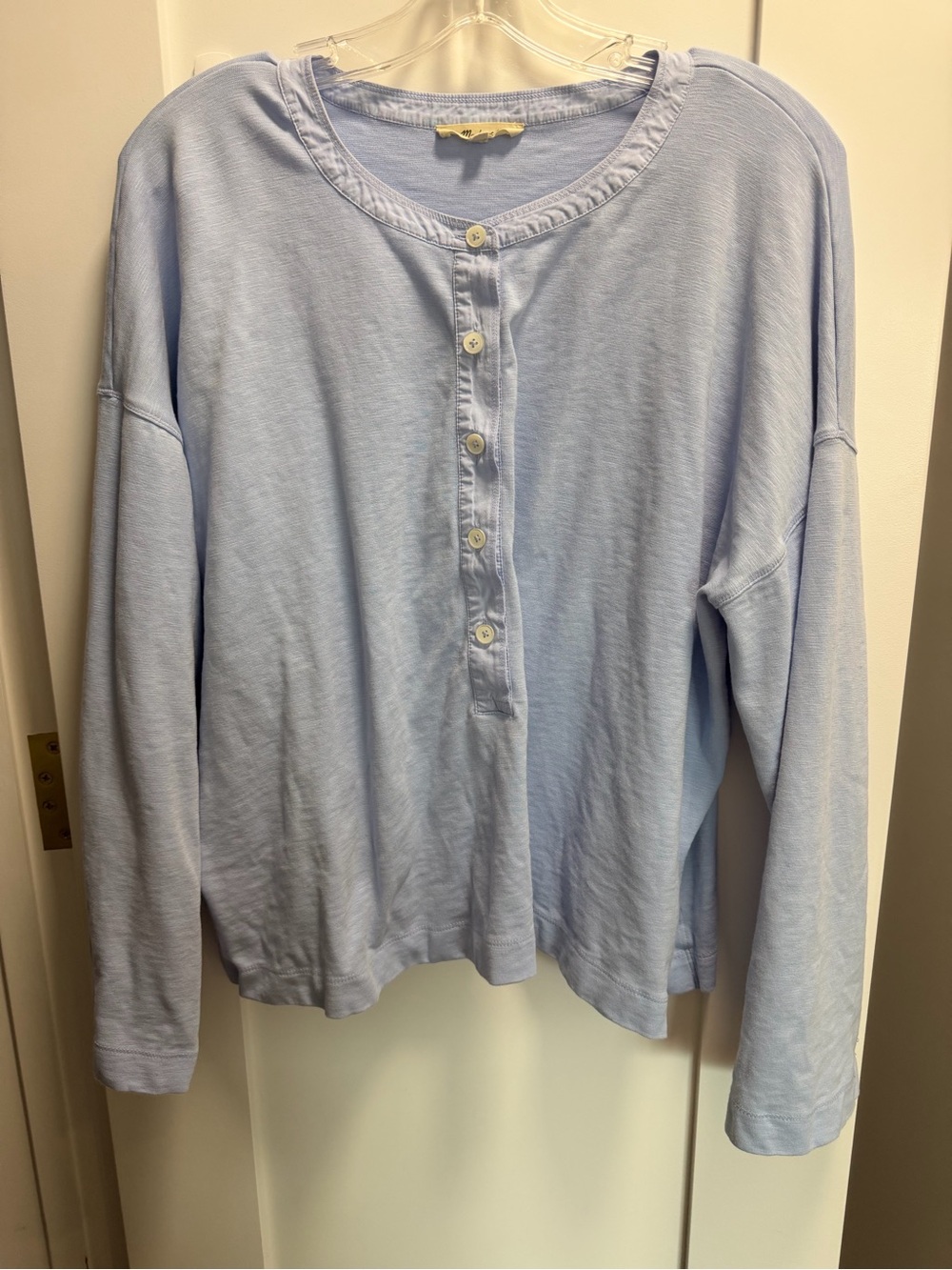 Madewell Pale Blue Henley Long Sleeve Top